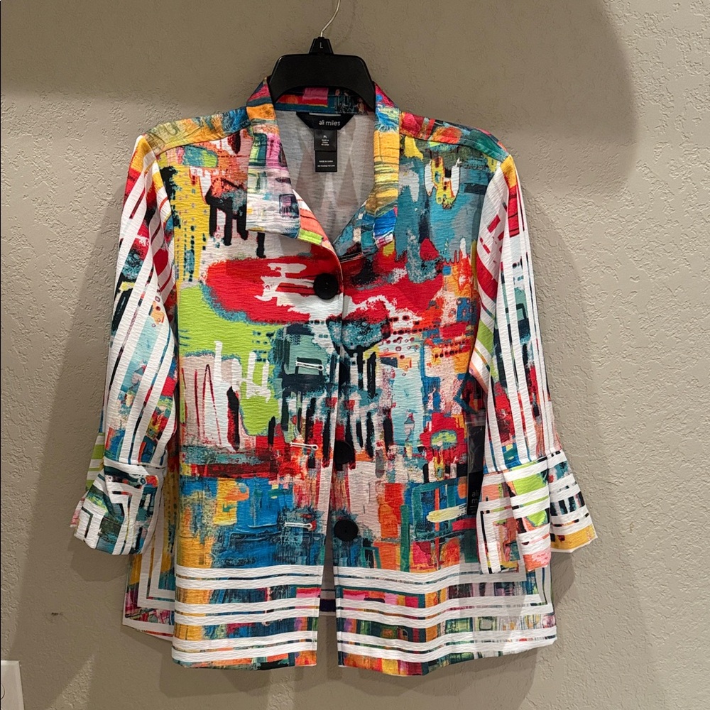 NWT Allison Daley Multicolor Abstract Print Blazer Jacket